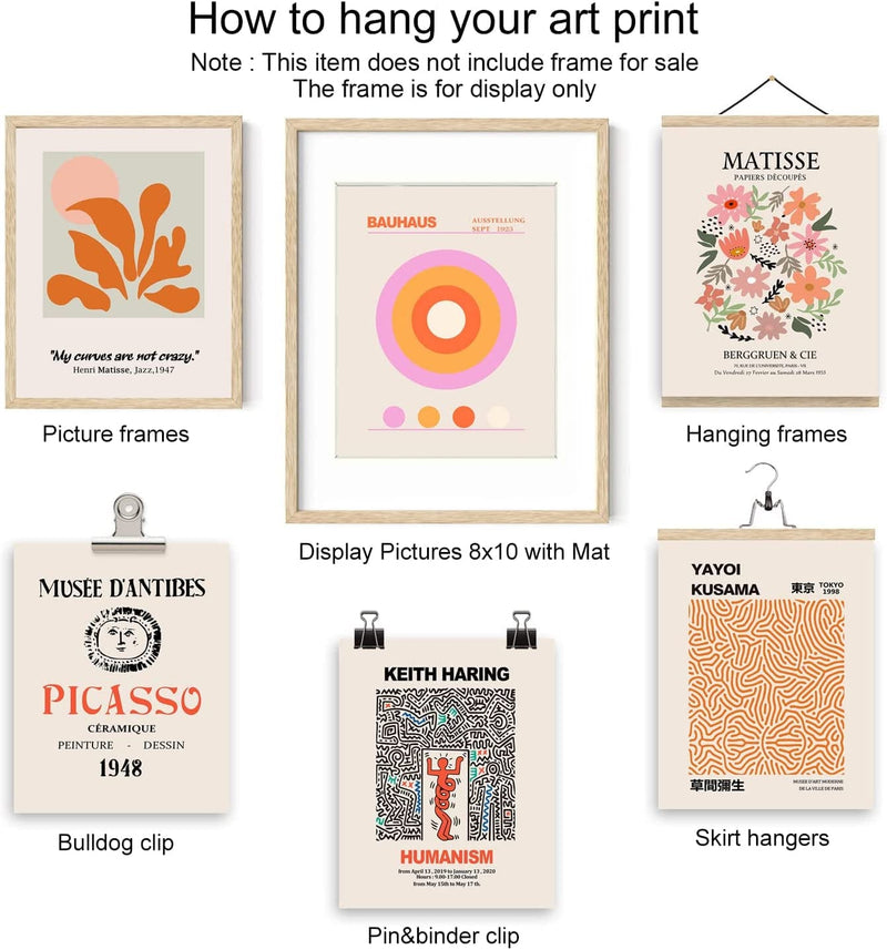 Iknostine Famous Artist Wall Art Prints Set of 6 Matisse Posters Canvas Artwork Abstract Aesthetic Picasso Bauhaus Flower Market Gallery Wall Decor for Bedroom Kitchen Bathroom (8"X10" UNFRAMED) Home & Garden > Decor > Artwork > Posters, Prints, & Visual Artwork Iknostine   