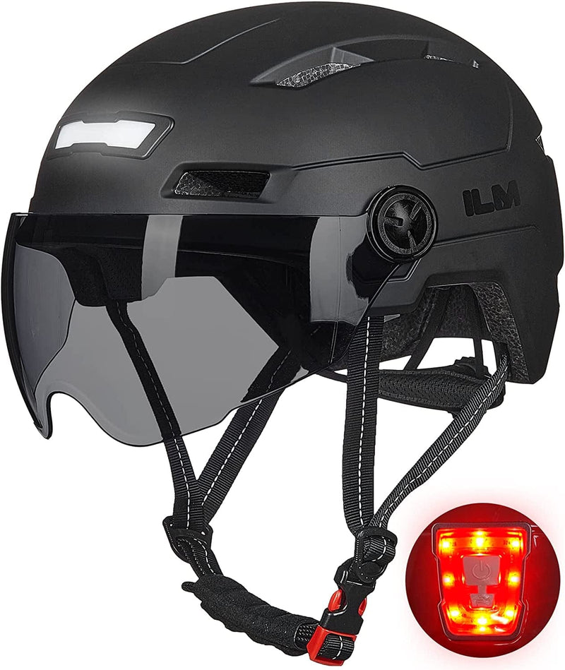 ILM Adult Bike Helmet with USB Rechargeable LED Front and Back Light Mountain&Road Bicycle Helmets for Men Women Removable Goggle Cycling Helmet for Commuter Urban Scooter(Titanium, Large/X-Large) Sporting Goods > Outdoor Recreation > Cycling > Cycling Apparel & Accessories > Bicycle Helmets ILM Matte Black Large-X-Large 