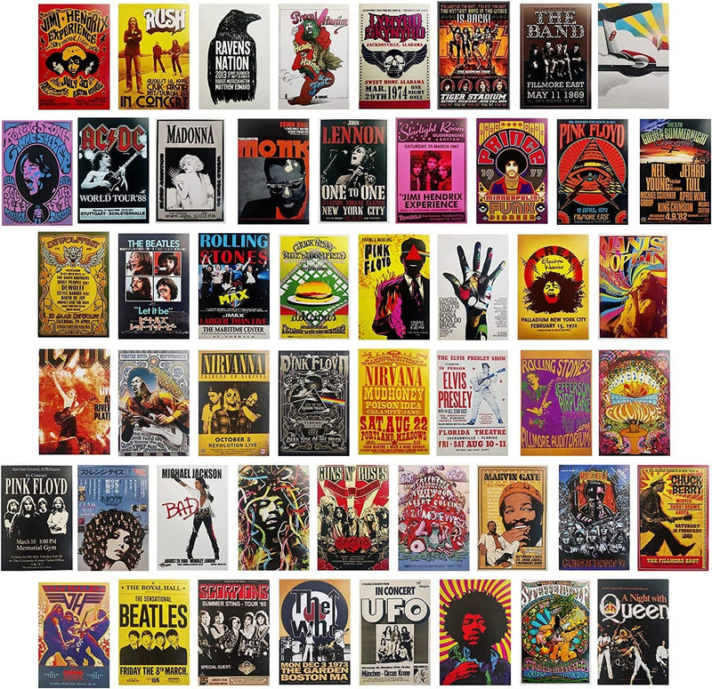 IOKUKI 50 PCS 70S 80S 90S Vintage Rock Wall Collage Kit, Vintage Rock Music Poster Prints, Vintage Album Cover for Room Wall Decor and Aesthetic (4 X 6 Inch) Home & Garden > Decor > Artwork > Posters, Prints, & Visual Artwork IOKUKI   