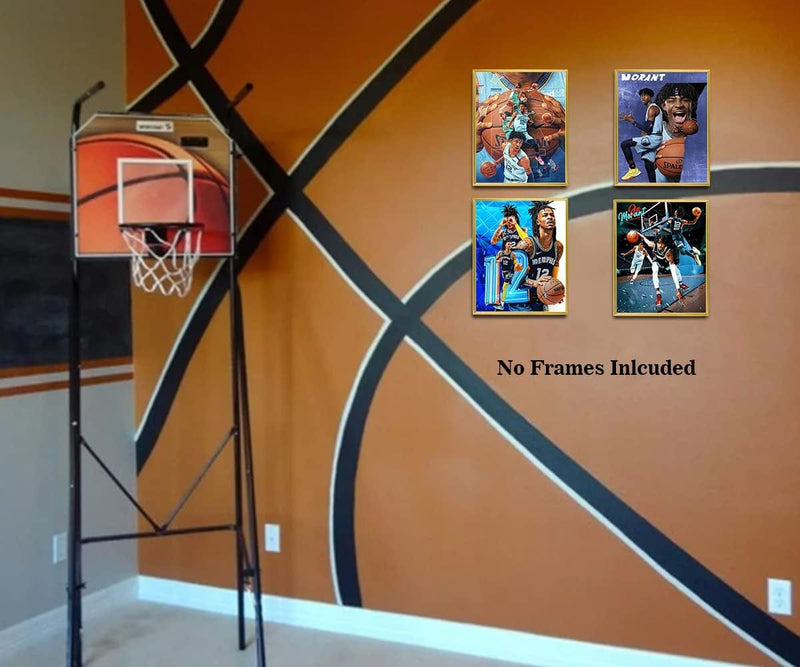 Ja Morant Wall Art Posters, Basketball Star Canvas Art Prints, Memphis Grizzlies Funny Ja Morant Poster for Man Cave Boys Room Decor, Basketball Wall Art Sports Poster, Set of 4 (8"X10" Unframed) Home & Garden > Decor > Artwork > Posters, Prints, & Visual Artwork NIIORTY   