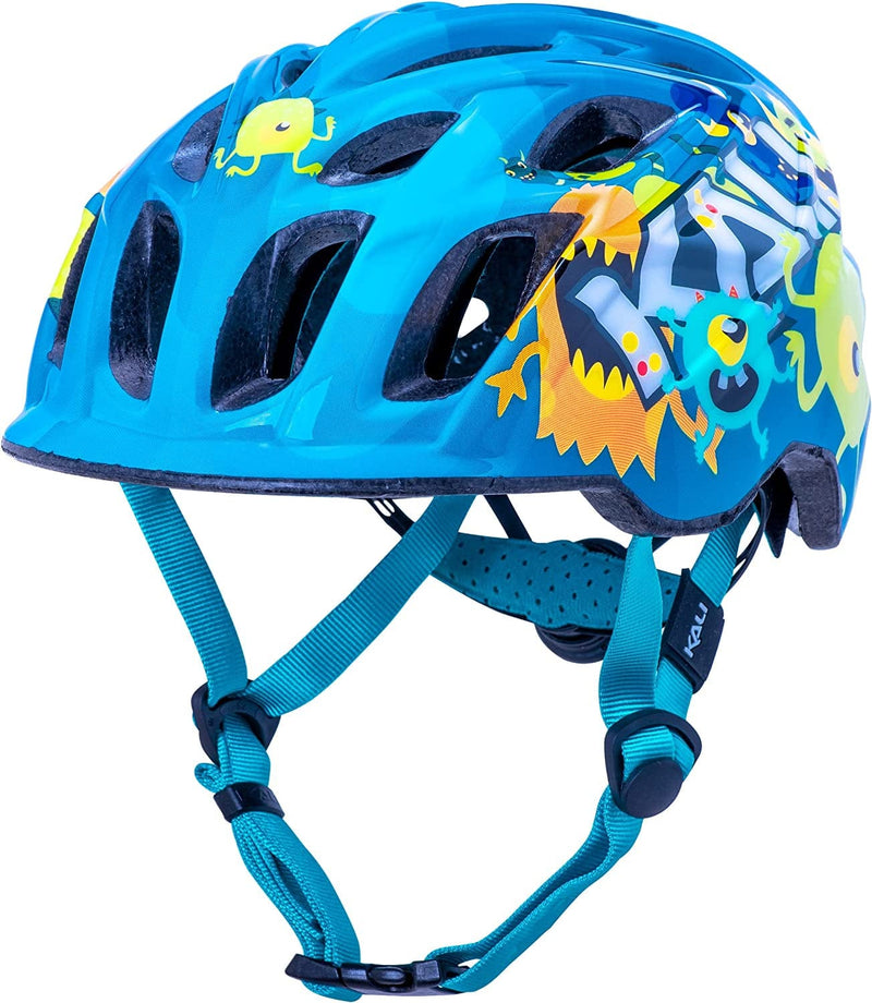 Kali Protectives Chakra Child Bicycle Helmet; Mountain In-Mould Bike Helmet for Child Equipped Visor; Dial-Fit; with 21 Vents Sporting Goods > Outdoor Recreation > Cycling > Cycling Apparel & Accessories > Bicycle Helmets Kali Protectives Monster Blue Small 