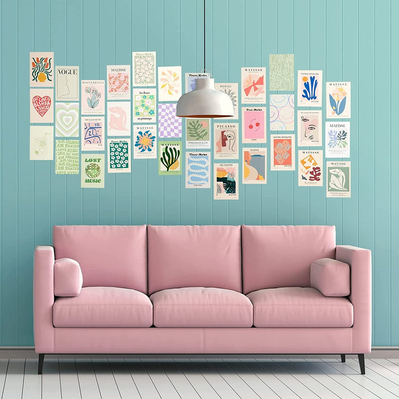 Ltopet Preppy Room Decor Danish Pastel Room Decor Wall Collage Kit Posters for Room Aesthetic Posters Prints (50Pcs 4X6 Inch Pink)