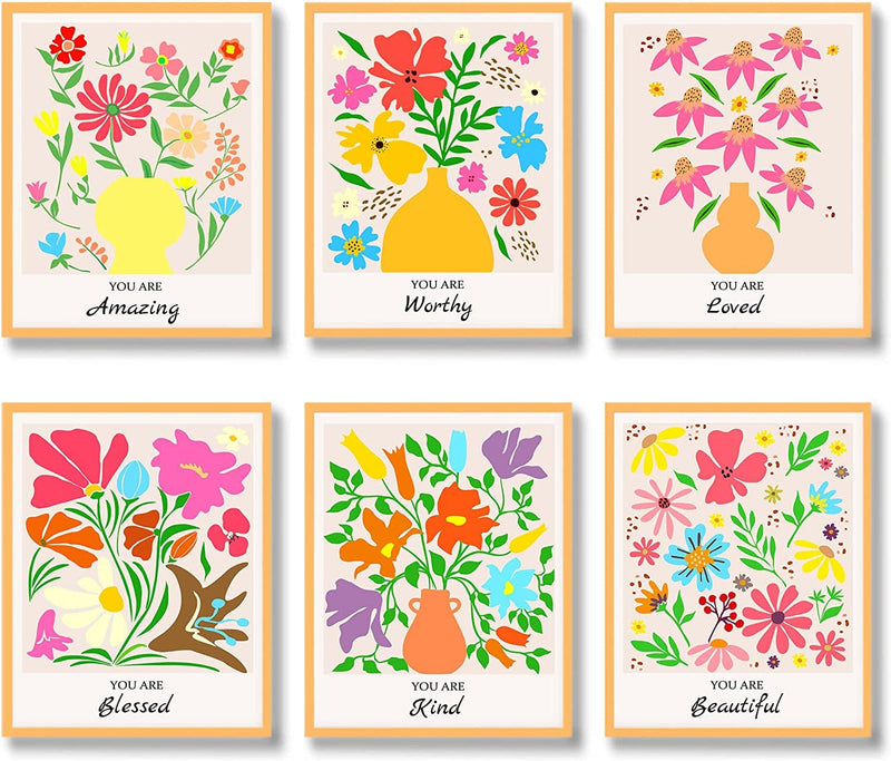 Luodroduo Flower Market Poster Prints Set of 6 Floral Art Aesthetic Florist Botanical Plant Artwork Inspirational Wall Decor Picture Abstract Minimalist Canvas Wall Art for Room (8"X10" UNFRAMED) Home & Garden > Decor > Artwork > Posters, Prints, & Visual Artwork Luodroduo 8"x10" UNFRAMED  