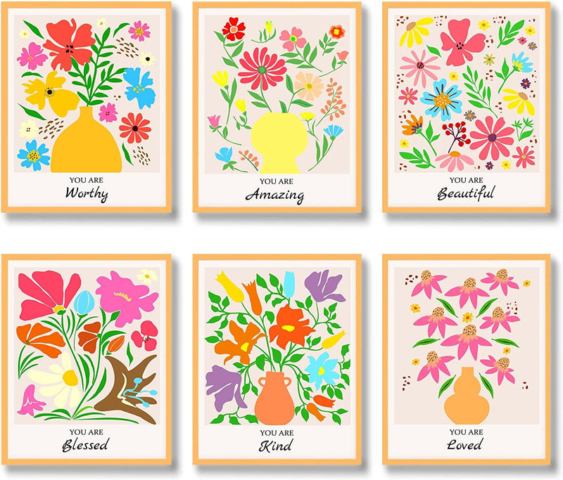 Luodroduo Flower Market Poster Prints Set of 6 Floral Art Aesthetic Florist Botanical Plant Artwork Inspirational Wall Decor Picture Abstract Minimalist Canvas Wall Art for Room (8"X10" UNFRAMED) Home & Garden > Decor > Artwork > Posters, Prints, & Visual Artwork Luodroduo 11"x14" UNFRAMED  
