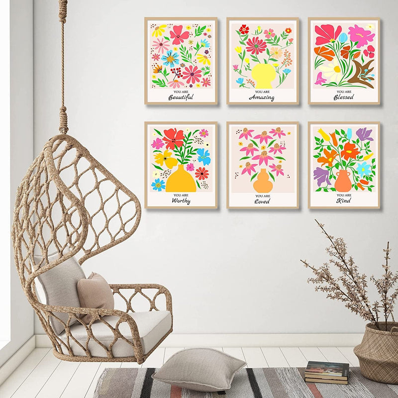 Luodroduo Flower Market Poster Prints Set of 6 Floral Art Aesthetic Florist Botanical Plant Artwork Inspirational Wall Decor Picture Abstract Minimalist Canvas Wall Art for Room (8"X10" UNFRAMED) Home & Garden > Decor > Artwork > Posters, Prints, & Visual Artwork Luodroduo   