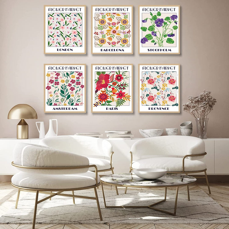 Luodroduo Flower Market Posters Wall Art Prints Set of 6 Floral Art Poster Botanical Plant Artwork Wall Decor Prints Abstract Minimalist Canvas Wall Art for Room Aesthetic (8"X10" UNFRAMED) Home & Garden > Decor > Artwork > Posters, Prints, & Visual Artwork Luodroduo   