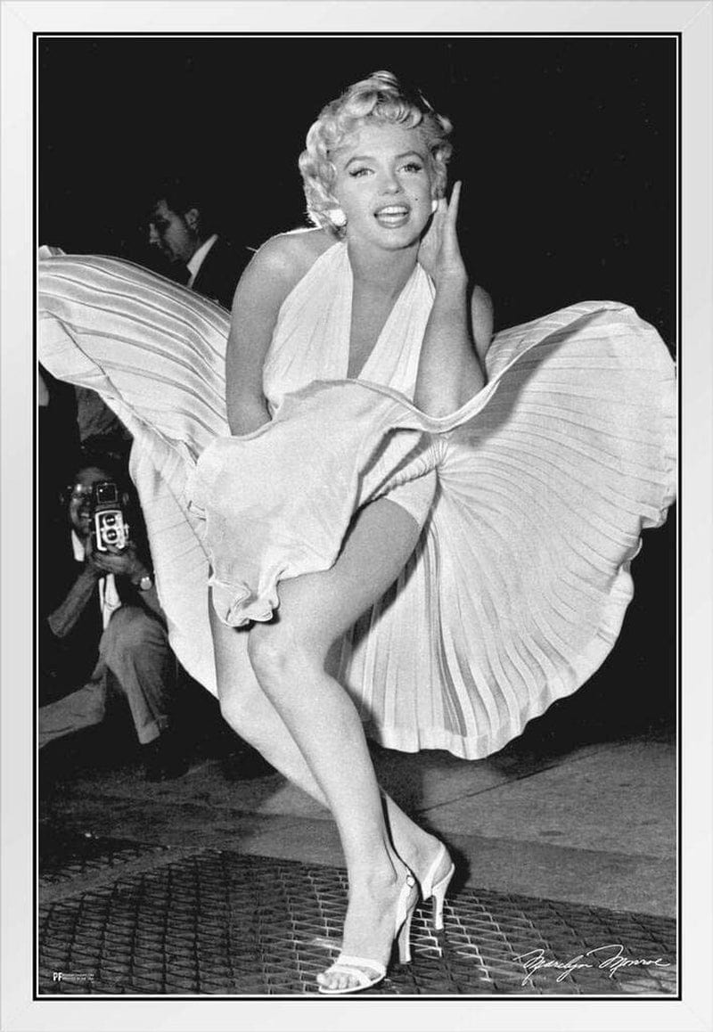 Marilyn Monroe Poster Dress Blowing up Sexy Black and White Image Retro Vintage Classic Hollywood Movie Star Marilyn Monroe Decor Bedroom Wall Art Cool Wall Decor Art Print Poster 24X36 Home & Garden > Decor > Artwork > Posters, Prints, & Visual Artwork Poster Foundry White Framed Art 12x18 