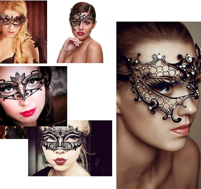 Masquerade Mask for Women Metal Mask Shiny Rhinestone Venetian Party Evening Prom Ball Mask Bar Costumes Accessory Home & Garden > Decor > Artwork > Posters, Prints, & Visual Artwork GNPearl   