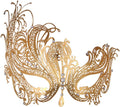 Masquerade Mask for Women Metal Mask Shiny Rhinestone Venetian Party Evening Prom Ball Mask Bar Costumes Accessory Home & Garden > Decor > Artwork > Posters, Prints, & Visual Artwork GNPearl Phoenix Gold  