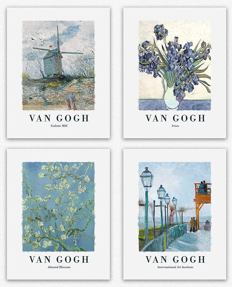 Matisse Wall Art Prints - Set of 4 Henri Aesthetic Posters for Aesthetic Room Decor, Art Exhibition Matisse Prints Pink Posters Framable Art Cute Impressionist Group of Prints (8X10) Home & Garden > Decor > Artwork > Posters, Prints, & Visual Artwork Wallbuddy Van Gogh Blue 11x14 
