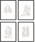 Minimalist Line Art Prints Set of 4 by Haus and Hues | Aesthetic Art Posters | Wall Art Minimalist Painting | Minimal Wall Art | Drawing Poster | Black/White Prints | BLACK FRAMED (11X14) Home & Garden > Decor > Artwork > Posters, Prints, & Visual Artwork RipGrip Beige 8x10 Black Framed 
