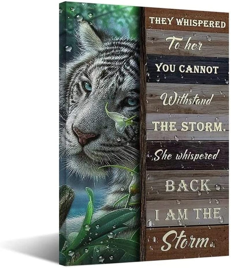 Motivational Tiger Wall Art I Am the Storm Inspirational Quotes Canvas Print Paintings Inspirational Poster Modern Home Decor for Living Room Office Bathroom Bedroom,16X24 Inch No Frame Home & Garden > Decor > Artwork > Posters, Prints, & Visual Artwork VasWart   