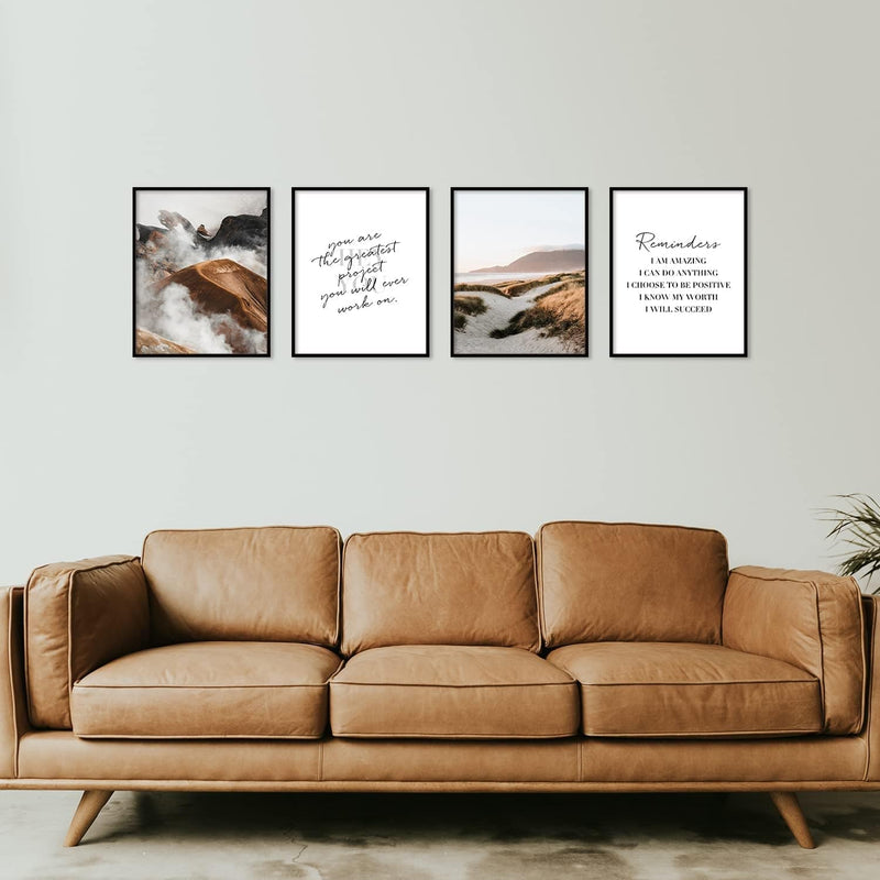 Motivational Wall Art for Office Inspirational Wall Art Beach Decor Positive Quotes Wall Decor Motivational Poster Prints Set of 6 (11X14 In, Yellow) Home & Garden > Decor > Artwork > Posters, Prints, & Visual Artwork AllBlue   
