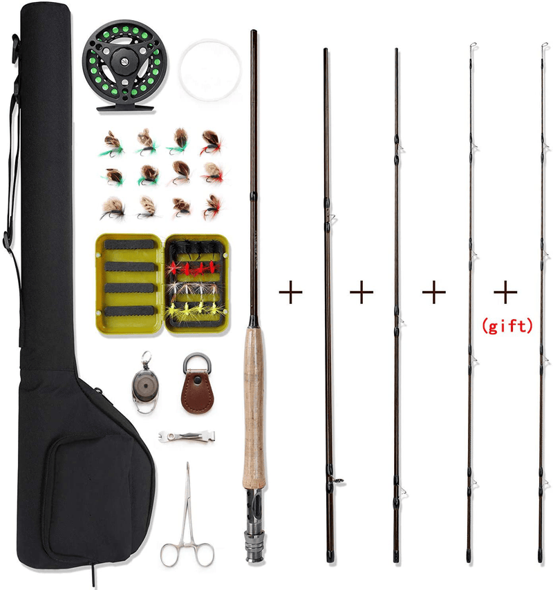 NetAngler Fly Fishing Rod and Reel Combo 4-Piece Fly Fishing Rod 5wt Aluminum Fly Reel 28 Pieces Flies Kit with Free Rod Tip,Backing,and Cloth Carry Bag Sporting Goods > Outdoor Recreation > Fishing > Fishing Rods NetAngler Fly Fishing Full Kit  