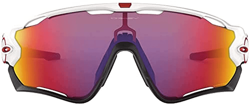 Oakley Men's OO9290 Jawbreaker Shield Sunglasses Sporting Goods > Outdoor Recreation > Cycling > Cycling Apparel & Accessories Oakley Polished White W. Red/Prizm Road 131 Millimeters 