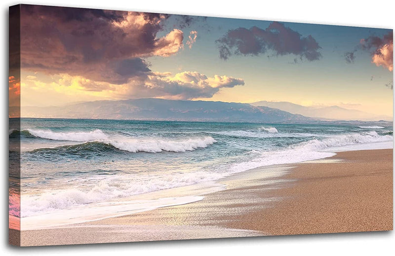 OKEXCKK Canvas Prints Wall Art Beach Sunset Paintings Ocean Nature Pictures Stretched Artwork for Living Room Bedroom and Home Office Wall Decor Posters Home & Garden > Decor > Artwork > Posters, Prints, & Visual Artwork OKEXCKK Beach Artwork 20x40 inch 