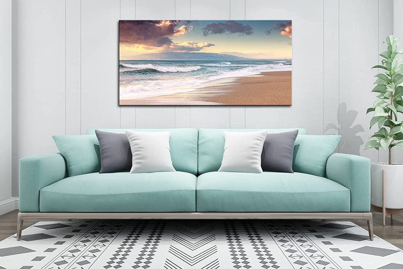 OKEXCKK Canvas Prints Wall Art Beach Sunset Paintings Ocean Nature Pictures Stretched Artwork for Living Room Bedroom and Home Office Wall Decor Posters Home & Garden > Decor > Artwork > Posters, Prints, & Visual Artwork OKEXCKK   