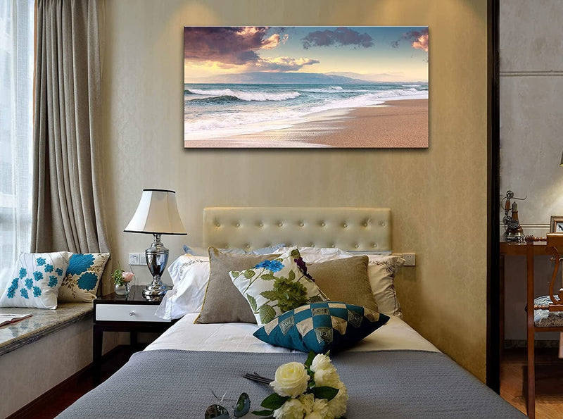 OKEXCKK Canvas Prints Wall Art Beach Sunset Paintings Ocean Nature Pictures Stretched Artwork for Living Room Bedroom and Home Office Wall Decor Posters Home & Garden > Decor > Artwork > Posters, Prints, & Visual Artwork OKEXCKK   