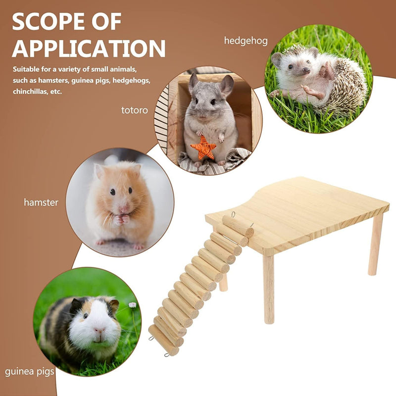 PATKAW Hamster Stand Platform Toys Small Pet Wooden Platform with Ladder for Squirrel Gerbil Chinchilla and Parrot Bird Cage Accessories Animals & Pet Supplies > Pet Supplies > Bird Supplies > Bird Cages & Stands PATKAW   