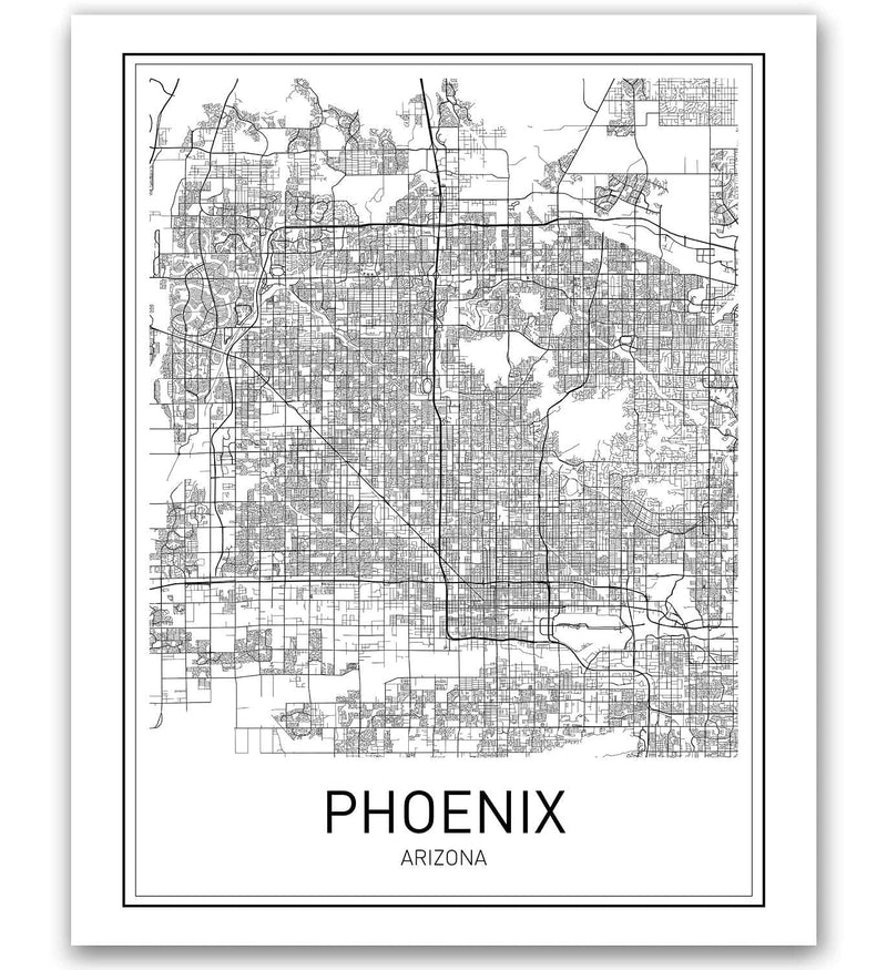 Phoenix Map Print City Map of Phoenix Poster Phoenix Map Poster US City Map Print Map Art Print Arizona Print Map Wall Art Map Art Modern City Art Scandinavian Poster 8X10 Home & Garden > Decor > Artwork > Posters, Prints, & Visual Artwork MotivatedWallArt   