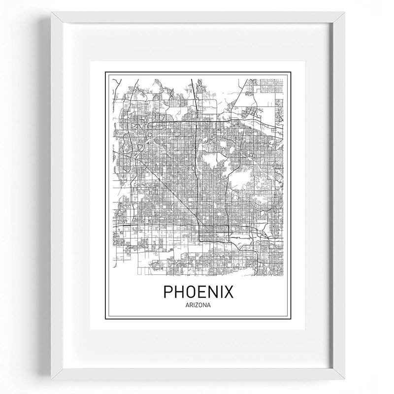 Phoenix Map Print City Map of Phoenix Poster Phoenix Map Poster US City Map Print Map Art Print Arizona Print Map Wall Art Map Art Modern City Art Scandinavian Poster 8X10 Home & Garden > Decor > Artwork > Posters, Prints, & Visual Artwork MotivatedWallArt   