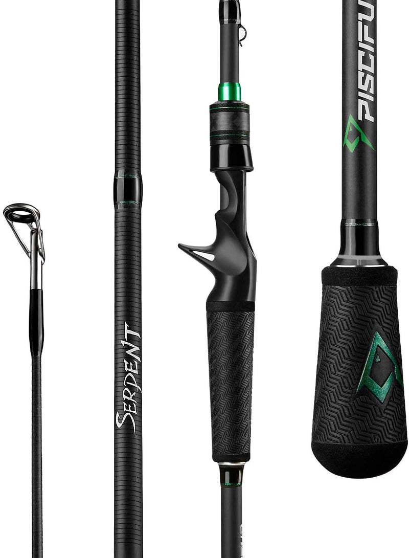 Piscifun Serpent Baitcasting Rod with Fuji Line Guides - IM7 Carbon Blank Tournament Performance Casting Fishing Rod, Lightweight Sensitive One Piece & Two Pieces Baitcast Rods Sporting Goods > Outdoor Recreation > Fishing > Fishing Rods Piscifun 1pc - 7' - Medium Heavy  