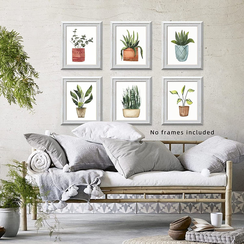 Plant Prints Wall Art Poster Boho Decor for Living Room, 8X10 Unframed Poster Canvas Prints Set of 6, Plant Posters Aesthetic Green Decor Home & Garden > Decor > Artwork > Posters, Prints, & Visual Artwork A ART·ZONE   