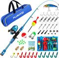 PLUSINNO Kids Fishing Pole with Spincast Reel Telescopic Fishing Rod Combo Full Kits for Boys, Girls, and Adults Sporting Goods > Outdoor Recreation > Fishing > Fishing Rods PLUSINNO Blue 120cm 47.24In 