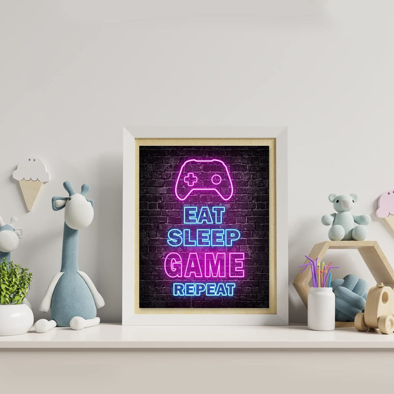 Printed Neon Gaming Posters Set of 4 (8”X 10”), Boys Room Decorations for Bedroom, Gamer Wall Art,Gamer, Teen Boy Bedroom, Game Room, No Frames Home & Garden > Decor > Artwork > Posters, Prints, & Visual Artwork Simimi art   