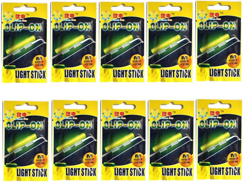 Qualyqualy Clip-On Fishing Glow Sticks for Pole, Fishing Lights for Rods, Fishing Pole Light Sticks Bulk Kit 20 Pcs (10 Packs) Sporting Goods > Outdoor Recreation > Fishing > Fishing Rods QualyQualy 10Packs M 2.0-2.6mm  