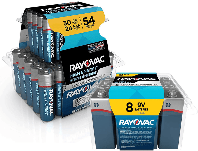 Rayovac AA Batteries & AAA Batteries Combo Pack, 30 AA and 24 AAA (54 Battery Count) Electronics > Electronics Accessories > Power > Batteries Rayovac Combo Pack, 30 AA + 24 AAA + 8 9V  