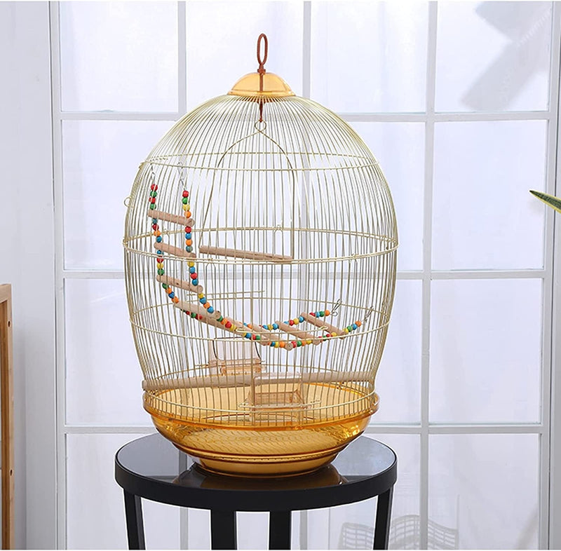 RAZZUM Large Bird Cage Golden Plating Bird Carrier Stainless Steel Bird Cage with Handle and Accessories Breathable Travel Cage for Extra Small Finches Parrot Cage Animals & Pet Supplies > Pet Supplies > Bird Supplies > Bird Cages & Stands RAZZUM   