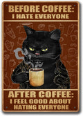 Retro Cat Coffee Metal Sign Vintage Kitchen Signs Wall Decor Because Murder Is Wrong Funny Tin Signs Bar Decorations Art Poster 8X12 Inch Home & Garden > Decor > Artwork > Posters, Prints, & Visual Artwork CONHUIDF CatBlack  