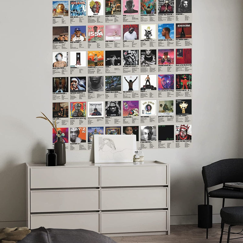 Retro Hip Hop Rappers Wall Collage Kit Prints for Bed Room Decor, 4X6 Inch Music Album Cover Posters Prints 50Pcs for Teens, Gifts for Rapper Fans Home & Garden > Decor > Artwork > Posters, Prints, & Visual Artwork Houti   
