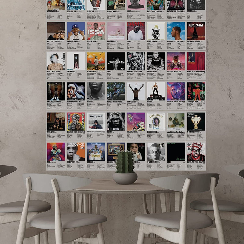 Retro Hip Hop Rappers Wall Collage Kit Prints for Bed Room Decor, 4X6 Inch Music Album Cover Posters Prints 50Pcs for Teens, Gifts for Rapper Fans Home & Garden > Decor > Artwork > Posters, Prints, & Visual Artwork Houti   