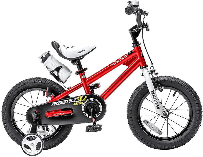 RoyalBaby Kids Bike Boys Girls Freestyle Bicycle 12 14 16 Inch with Training Wheels, 16 18 20 with Kickstand Child's Bike, Blue Red White Pink Green Orange Sporting Goods > Outdoor Recreation > Cycling > Bicycles Royalbaby Red 14 Inch With Training Wheels 