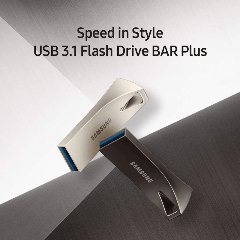 Samsung BAR Plus USB 3.1 Flash Drive 128GB - 400MB/s (MUF-128BE3/AM) - Champagne Silver Electronics > Electronics Accessories > Computer Components > Storage Devices > USB Flash Drives SAMSUNG   