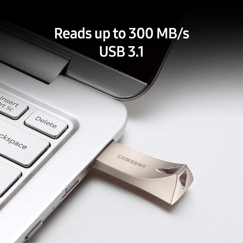 Samsung BAR Plus USB 3.1 Flash Drive 128GB - 400MB/s (MUF-128BE3/AM) - Champagne Silver Electronics > Electronics Accessories > Computer Components > Storage Devices > USB Flash Drives SAMSUNG   