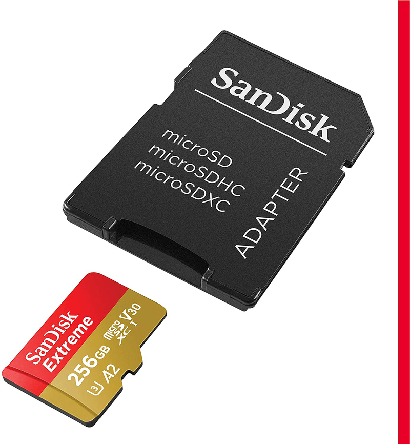 SanDisk 256GB Extreme MicroSDXC UHS-I Memory Card with Adapter - C10, U3, V30, 4K, A2, Micro SD - SDSQXA1-256G-GN6MA Electronics > Electronics Accessories > Memory > Flash Memory > Flash Memory Cards ‎Western Digital Technologies Inc.   