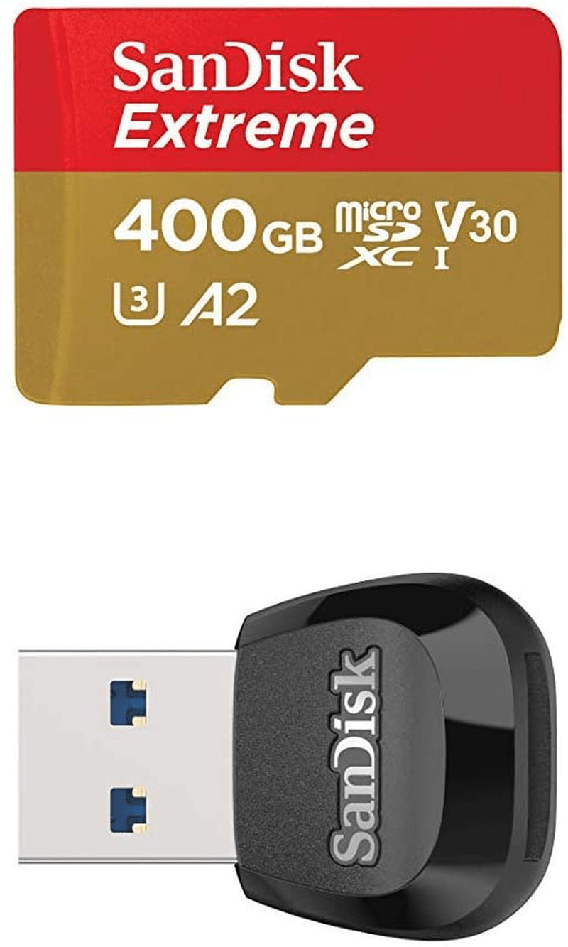 SanDisk 256GB Extreme MicroSDXC UHS-I Memory Card with Adapter - C10, U3, V30, 4K, A2, Micro SD - SDSQXA1-256G-GN6MA Electronics > Electronics Accessories > Memory > Flash Memory > Flash Memory Cards ‎Western Digital Technologies Inc. Card & Card Reader Bundle 400GB 