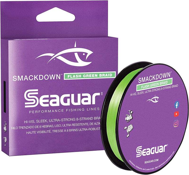 Seaguar Smackdown Hi Vis Flash Green 8 Strand Performance Braid Fishing Line – Thinner, No Stretch, Ultra Strong and Abrasion Resistant - Super Sensitive Sporting Goods > Outdoor Recreation > Fishing > Fishing Lines & Leaders Seaguar 65-Pounds/150-Yards  