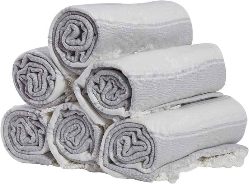 (Set of 6) 100% Turkish Cotton Bath Beach Hammam Peshtemal Towel Throw Fouta Blanket Set XL Prewashed (Multi3) Home & Garden > Linens & Bedding > Towels BOSPHORUS Grey  