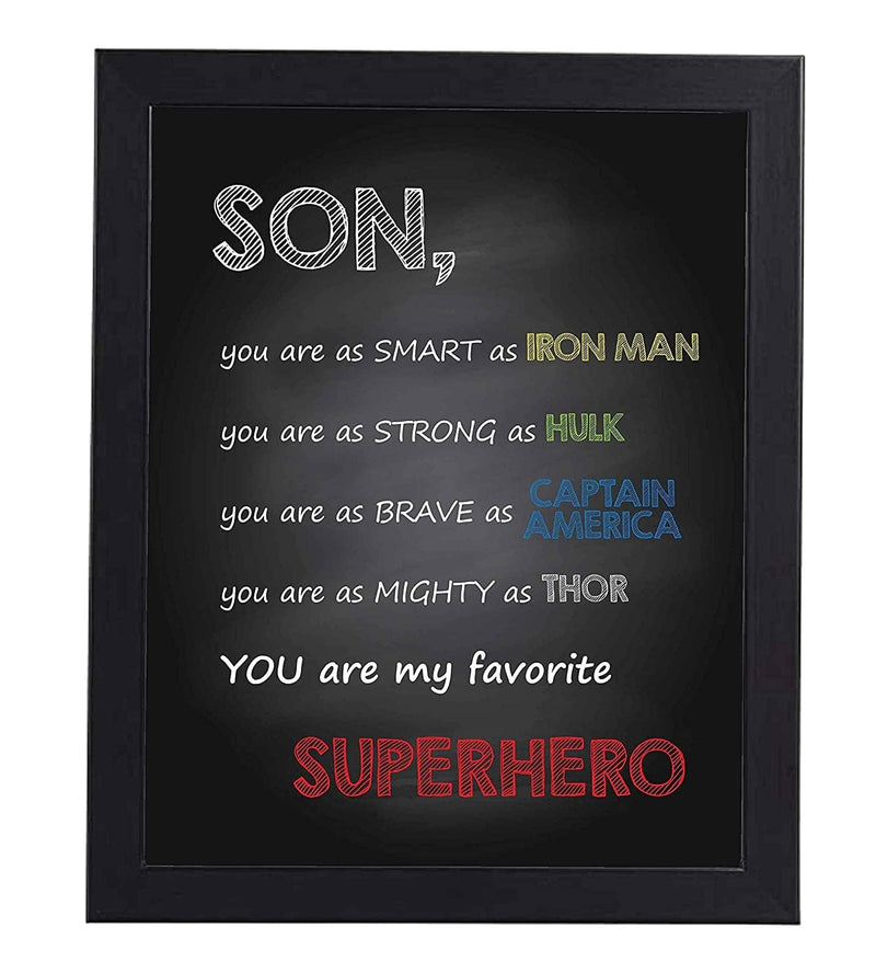 "Son-You Are My Favorite Superhero" Inspirational Wall Art Sign -8 X 10" Artistic Typographic Poster Print-Ready to Frame. Perfect Home-Kids Bedroom-Nursery Decor. Great Decoration for Marvel Fans! Home & Garden > Decor > Artwork > Posters, Prints, & Visual Artwork AMERICAN LUXURY GIFTS   