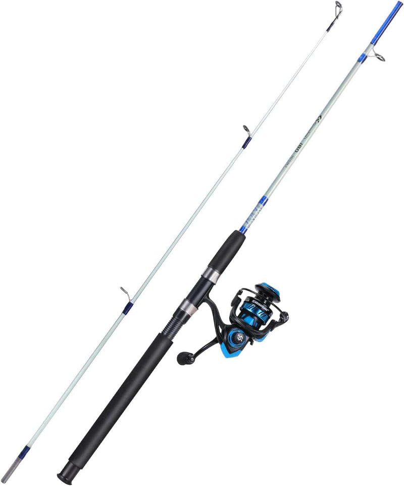 Sougayilang Fishing Rod and Reel Combo, 2-Piece Fishing Rod Combo, Durable Fiberglass Fishing Pole with Spinning Reel Combo Sporting Goods > Outdoor Recreation > Fishing > Fishing Rods Sougayilang Blue-Fast-MH 6.9ft and 3000 reel 