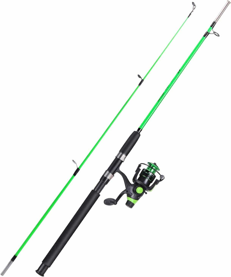 Sougayilang Fishing Rod and Reel Combo, 2-Piece Fishing Rod Combo, Durable Fiberglass Fishing Pole with Spinning Reel Combo Sporting Goods > Outdoor Recreation > Fishing > Fishing Rods Sougayilang Green-Fast-MH 6.9ft and 3000 reel 
