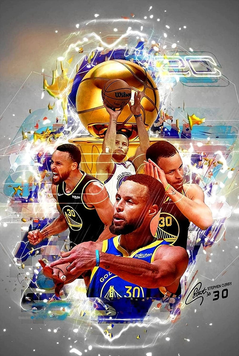 Stephen Curry Canvas Poster, Success Poster Champion Wall Art, Inspirational Basketball Poster for Man Cave Boys Room Office Decor, Golden State Warriors, Stephen Curry Art Print, 16"X24" - Unframed Home & Garden > Decor > Artwork > Posters, Prints, & Visual Artwork NIIORTY   