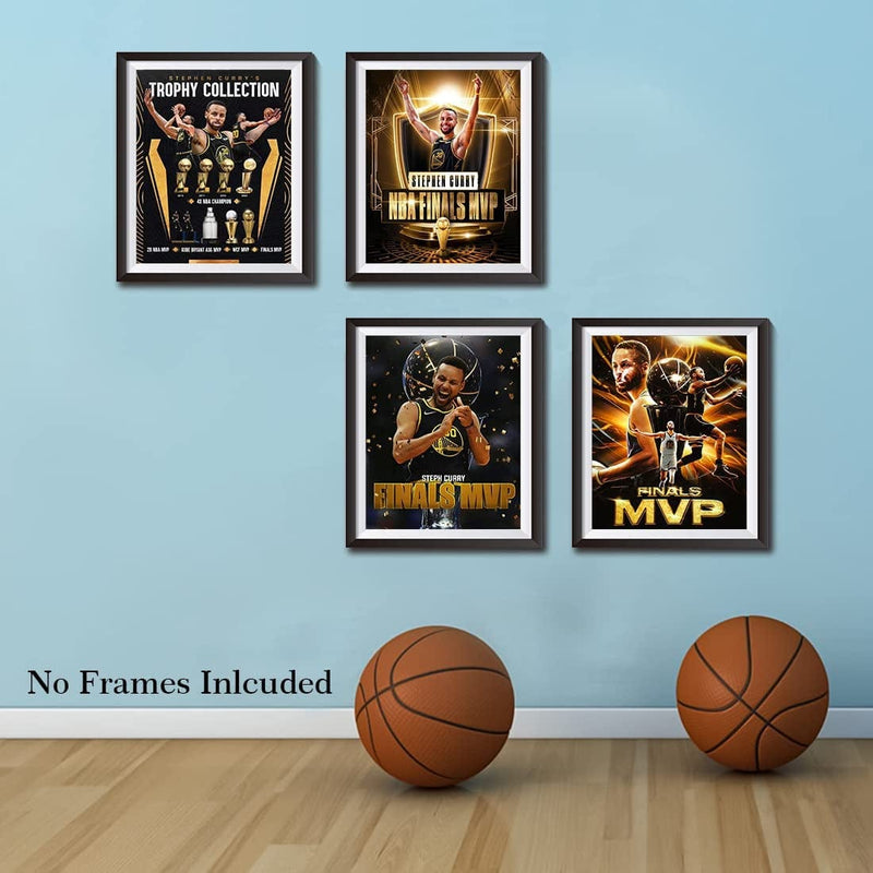 Stephen Curry Wall Art Posters, MVP Stephen Curry Art Prints, Inspirational Success Basketball Canvas Wall Art, Basketball Motivational Posters for Man Cave Boys Room Decor, Set of 6(8"X10" Unframed)