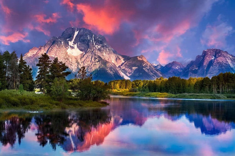 Sunrise at Oxbow Bend Grand Teton National Park Photo Photograph Mountain Nature Landscape Scenic Scenery Parks Picture America Trees Autumn Lake Reflection Cool Wall Decor Art Print Poster 18X12 Home & Garden > Decor > Artwork > Posters, Prints, & Visual Artwork Poster Foundry   