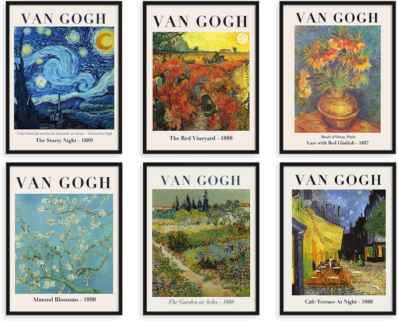 Sylvana Workshop - Van Gogh Posters and Prints Wall Art, Unframed(Set of 6 Wall Decor), Fine Art Posters Prints, the Starry Night, Art Prints, Famous Posters, Famous Prints, Van Gogh Decorations… (8"X10") Home & Garden > Decor > Artwork > Posters, Prints, & Visual Artwork Sylvana Workshop 11"x14"  