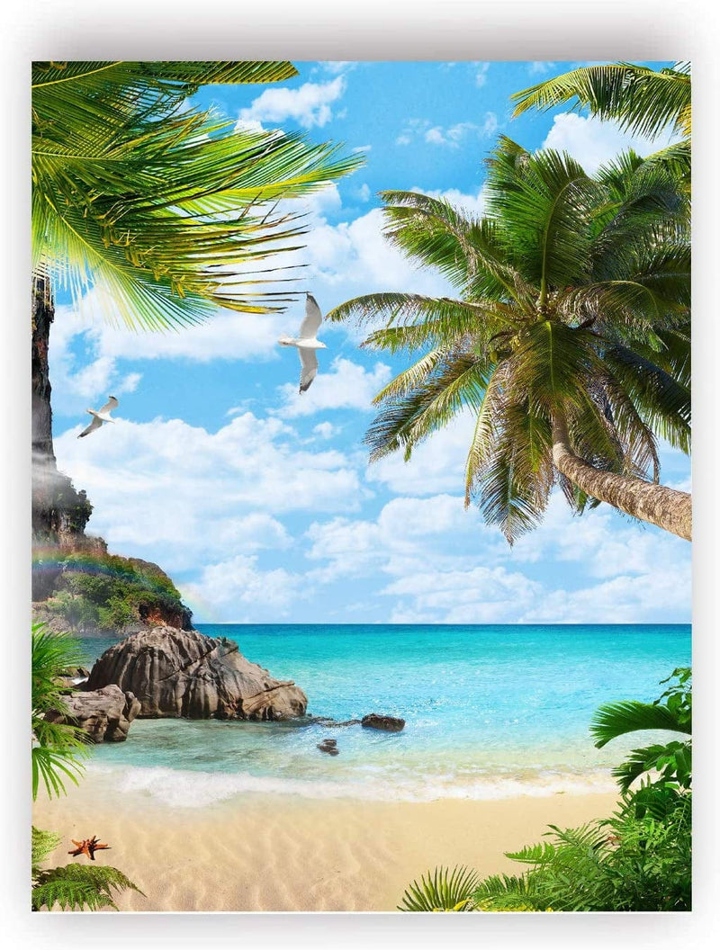 TANXM Romantic Beach Art Poster, Leaf Wall Art, Nature Wall Decor,Coconut Palm Coast Art Prints, Sea View Art Decor, Living Room Bedroom Home Wall Decor - No Frame,16"X24"(40.5 X 60.6 CM) Home & Garden > Decor > Artwork > Posters, Prints, & Visual Artwork TANXM Coconut Palm Coast Art Poster 1  